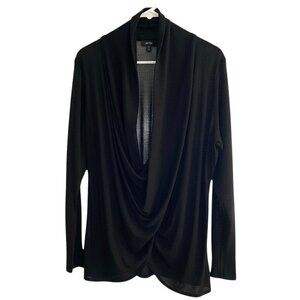 Women’s Black Drape Front Crossover Sweater Top XL Lightweight